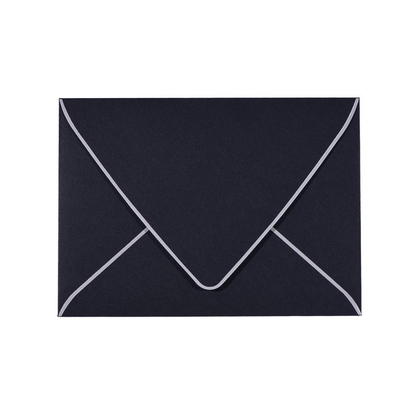 AZAZA 50 Pack, A7 Black Envelopes With Silver Border, Invitation 5 x 7 Envelopes - For 5x7 Cards| Self Seal| Perfect for Weddings, Invitations, Photos, Baby Shower| 5.25 x 7.25 Inches(Black-Silver Border) - Image 1